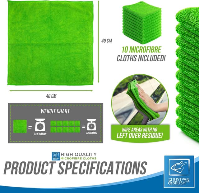 Detalle 2 de Large Microfibre Cleaning Cloth 40x40cm (Lint-Free, Super Absorbent) – Green, 10 pack