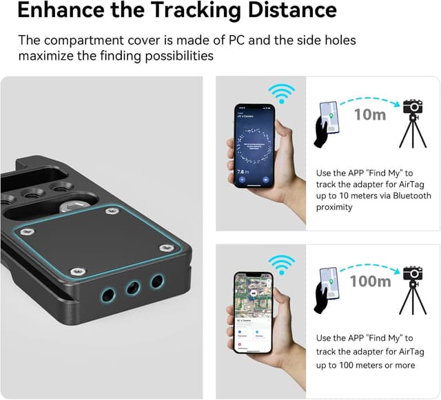 Detalle 2 de SMALLRIG Schnellwechselplatte für AirTag (MD4150) – Arca-Typ Montageplatte mit 1/4“-20 und EVA-Antivibrationspad