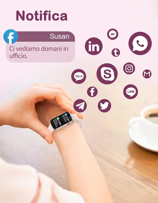 Detalle de SHANG WING Smartwatch Donna con cardio, SpO2 e notifiche WhatsApp/Chiamate (Android e iOS) – Impermeabile IP68