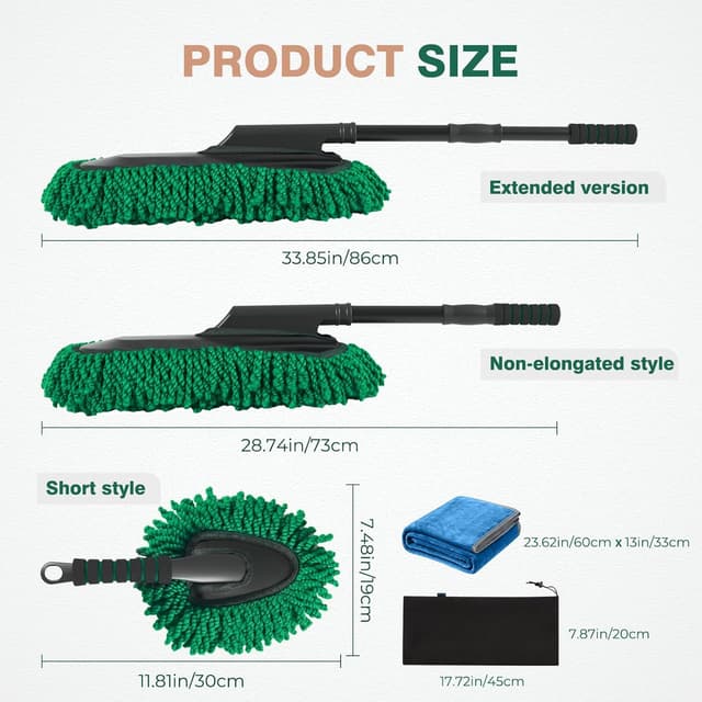Detalle 2 de FLORICH Large Microfiber Car Duster Kit (Extendable) for Scratch-Free Exterior & Interior Cleaning