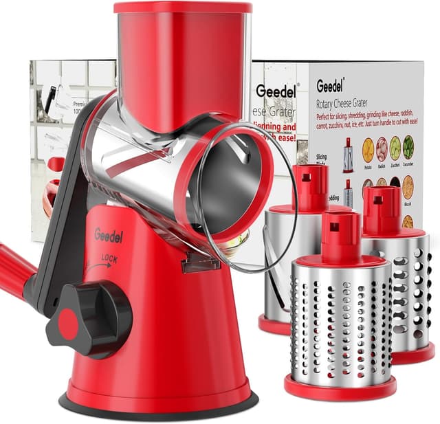 Detalle de Râpe à fromage et légumes rotative avec 3 lames de tambour