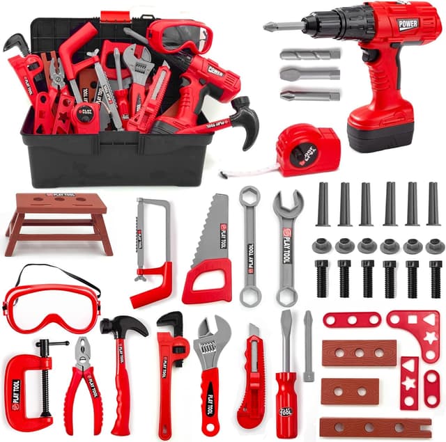 Thumbnail 6 de HYRENEE Kids Tool Set (48-Piece) with Electronic Toy Drill & Toolbox