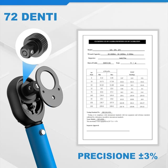 Detalle de GoYwato set di chiavi dinamometriche 1/4”, 3/8” e 1/2” (3 pezzi) con precisione ±3%