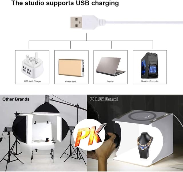 Detalle de PULUZ 30CM Portable Photo Light Box Ring Light for Product Photography with 128 Lamp Beads & 6 Backdrops