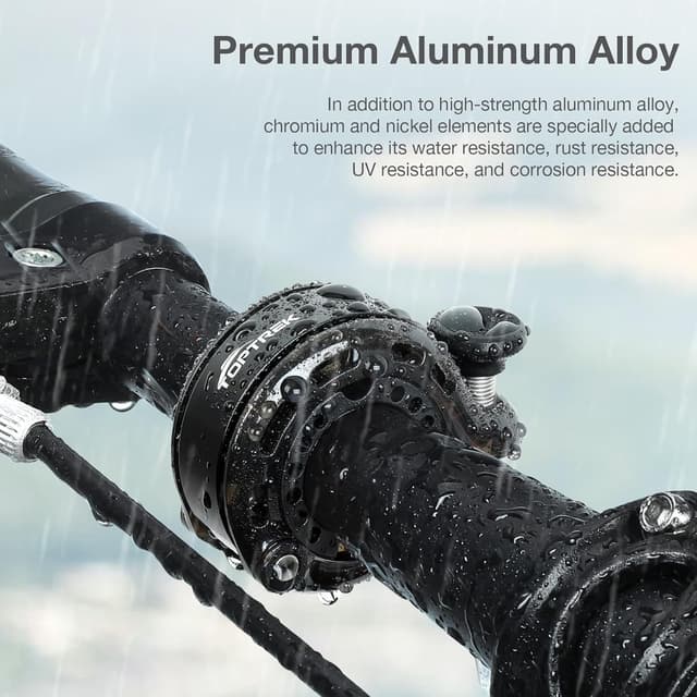 Detalle 2 de toptrek Bike Bell 2025 (Max 110dB) – Waterproof aluminum alloy cycle bell for 22.2–31.8 mm handlebars