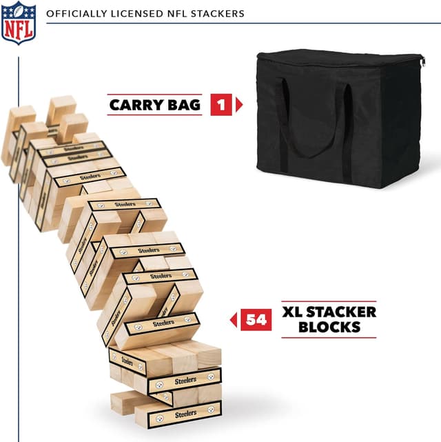 Detalle 2 de Wild Sports NFL Giant Stacking Wooden Blocks (Tumbling Tower Classic) – Official NFL Football Fan Yard Game