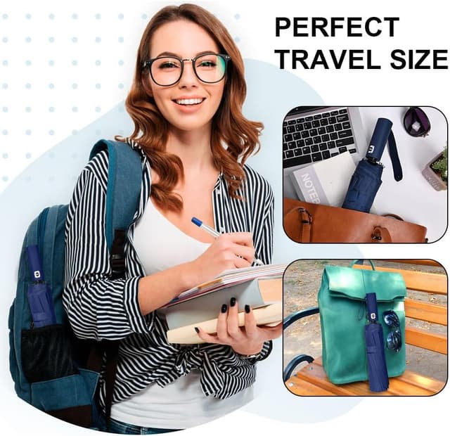 Detalle 2 de Aolso Ombrello Pieghevole Antivento con chiusura automatica UPF 50+