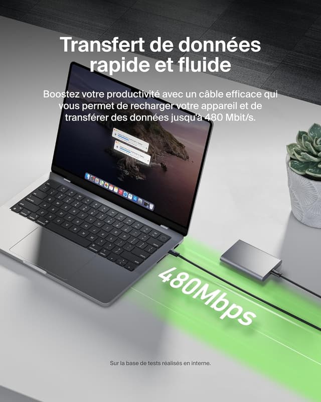 Thumbnail 5 de Belkin BoostCharge Câble USB-C 1,5 m 60 W