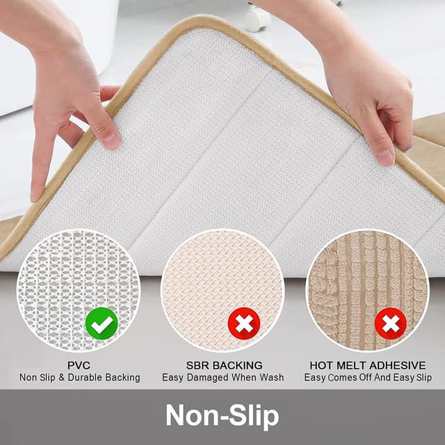 Detalle de Smiry memory foam bath mat, 60 x 120 cm (extra soft, non-slip, machine-washable) – Beige