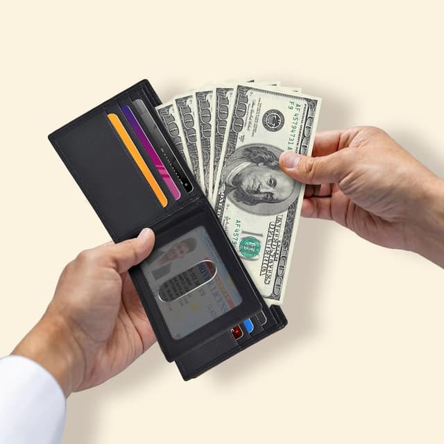 Detalle 2 de Oak Leathers Black Wallet 9‑slot RFID