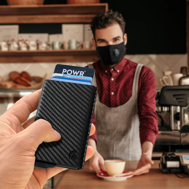 Thumbnail 5 de POWR Carbon Fibre Metal Card Holder slim RFID wallet 💳