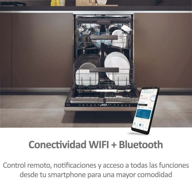 Detalle de Haier Lavavajillas integrable XI 6B0S3FSB reacondicionado grado C (60 cm, 16 servicios, WiFi Washlens Plus)