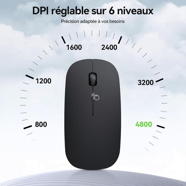 Detalle 2 de TECKNET Souris sans fil Bluetooth rechargeable mini (4 boutons) avec DPI réglable jusqu’à 4800