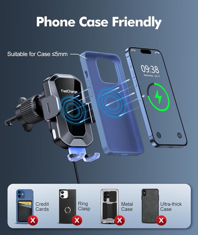 Thumbnail 4 de EOIWUY Car Phone Holder 15W Wireless Charger