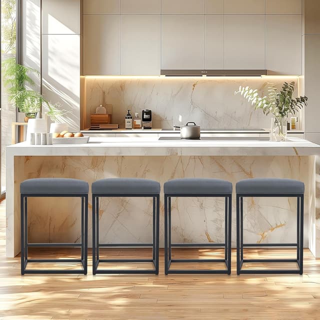 Thumbnail 6 de ALPHA HOME Sgabello da bar 61 cm grigio 2 pezzi