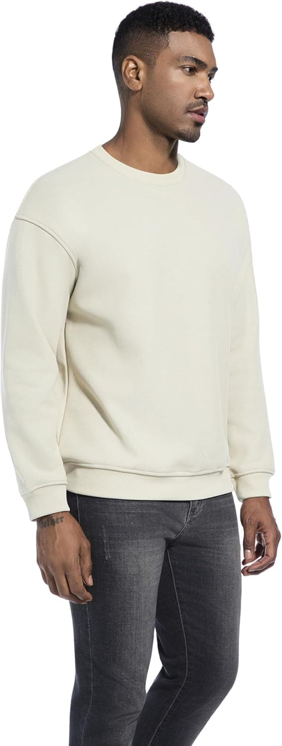 Detalle de VEIISAR Herren Heavy-Weight Pullover mit Rundhalsausschnitt – warmes Sweatshirt mit 410 g Fleece-Innenfutter