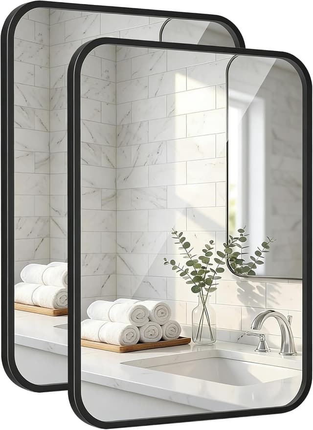 Detalle de Pocetry 2-Pack 24x36 in Matte Black Bathroom Vanity Mirrors (HD Shatterproof Glass, Rustproof)