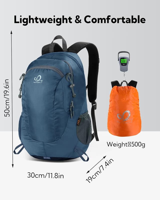 Detalle de Waterfly 25L Hiking Backpack Daypack with Rain Cover – lightweight rucksack for day hikes, travel and camping