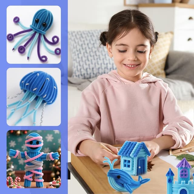 Detalle de Ainiv lot de 300 cure-pipes multicolores en chenille pour DIY et loisirs créatifs