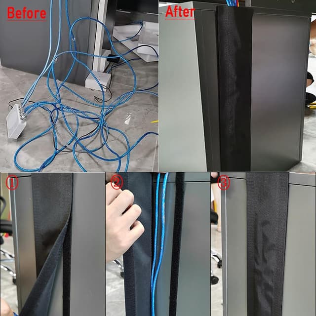 Detalle de YOBEYI Floor Cable Covers (20 Feet) with Adhesive Tape for Any Floor Surface, Black