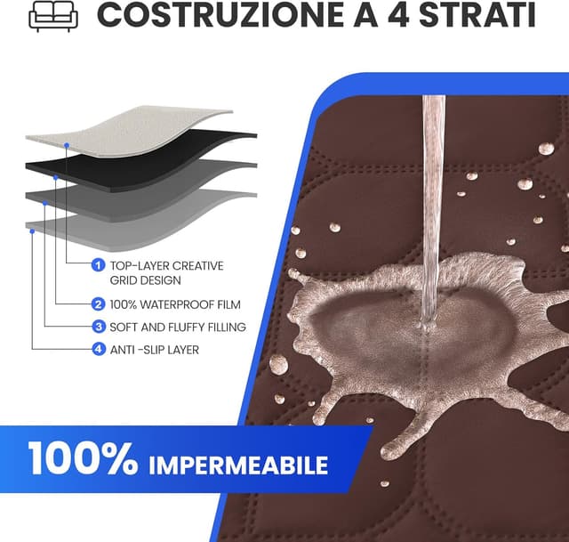 Detalle de Housse de fauteuil relax inclinable électrique 1 place Ystyle 100% étanche, antidérapante et lavable (café)