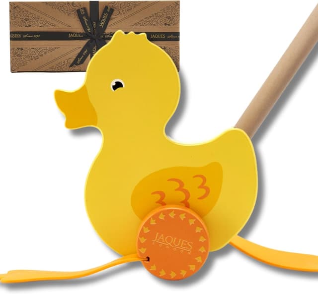 Detalle de Jaques of London Waddles the Duck Wooden Push Along Toy (12 months+) for first steps