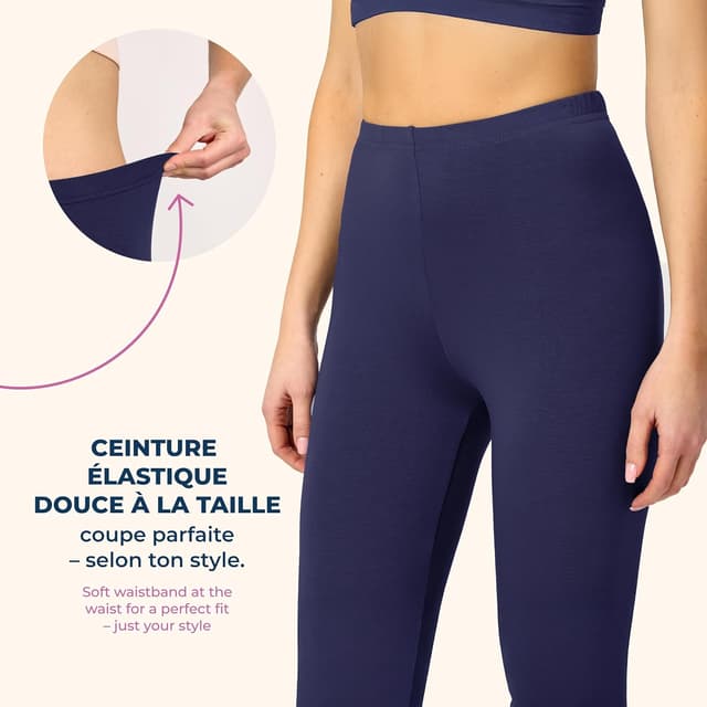 Detalle de Merry Style legging 3/4 femme en viscose – pantacourt confortable pour sport, yoga et maison