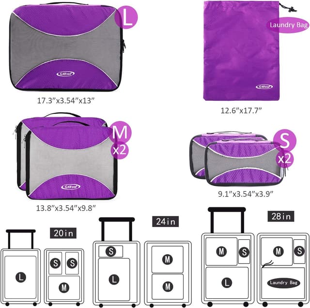 Thumbnail 5 de G4Free 6 pièces cubes organisateurs bagage