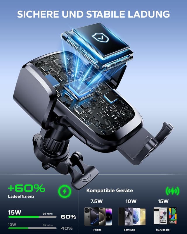 Thumbnail 5 de KPON 15W Qi Handyhalterung Auto mit Sauger