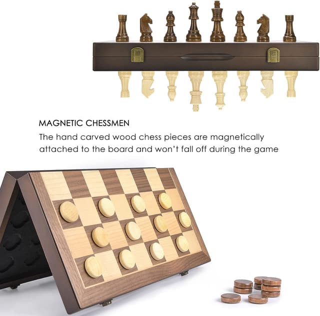 Detalle 2 de AMEROUS Magnetic Wooden Chess Set 15" ♟