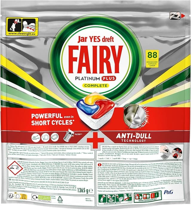 Detalle 2 de Fairy Platinum Plus Limón 88 cápsulas lavavajillas 🍽