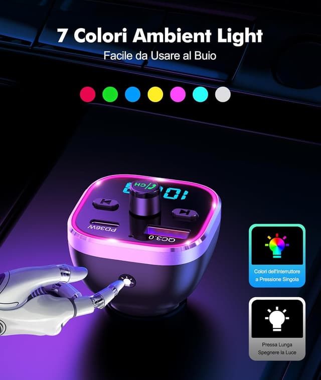 Thumbnail 4 de Mohard Bluetooth Auto trasmettitore FM 54W PD per auto