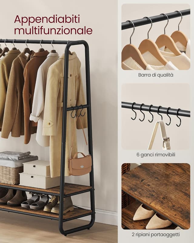 Detalle 2 de VASAGLE appendiabiti 6 ganci laterali S