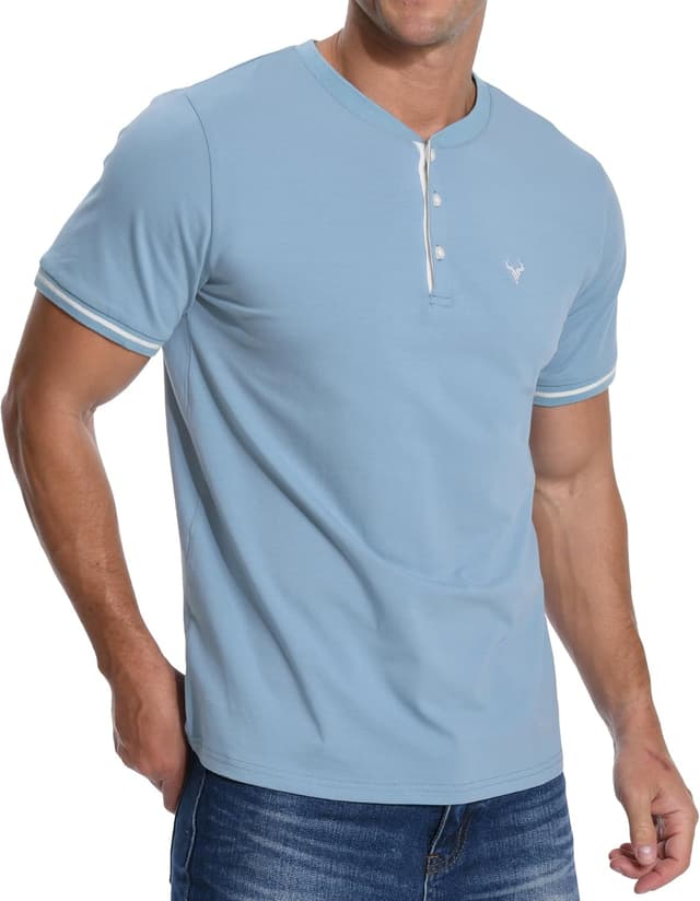 Detalle de KUYIGO Henley-T-Shirt Herren Gestickt