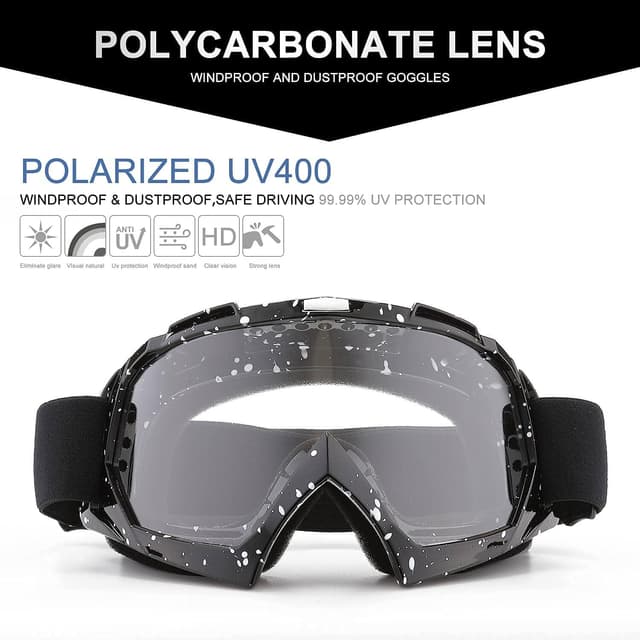 Detalle de FMY Motocross Goggles for Men, Women & Youth – Anti-scratch, Dustproof UV400 ATV/UTV & Dirt Bike Riding Glasses