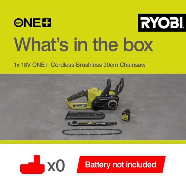 Detalle de Ryobi OCS1830 cordless brushless chainsaw 18V
