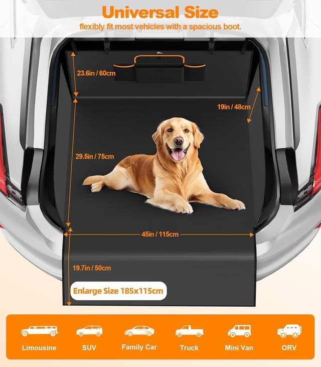 Detalle de UPAWPIA Waterproof Car Boot Liner for Dogs (185 x 115 x 48cm) with Side Bumper Protection