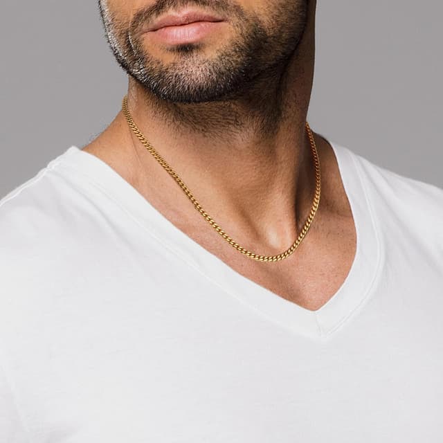 Detalle 2 de KRKC&CO Herren Kette mit Silberbeschichtung – Panzerkette mit Diamantschliff, nickelfrei (3 mm/5 mm), Länge 45,7–66 cm