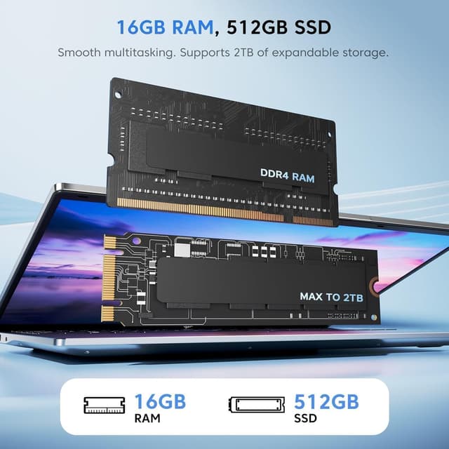 Detalle de Tivique ordinateur portable 17,3" Full HD N95 (12e gen) Quad‑Core, 16Go RAM et 512Go SSD