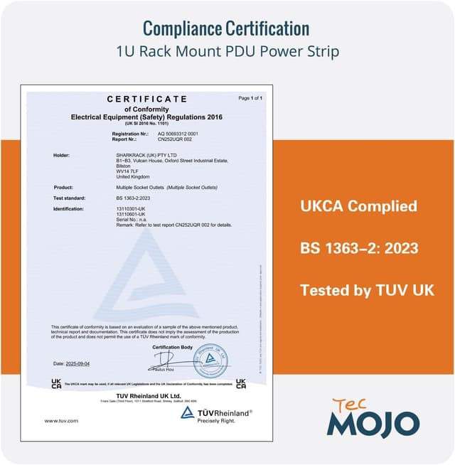 Detalle 2 de Tecmojo 6 Way 19” Rack Mount PDU (13A switched) with surge protection