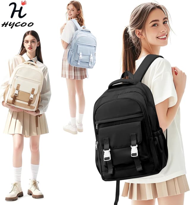 Detalle 2 de HYC00 lightweight school backpack for teenage girls (22-litre capacity, laptop-friendly, waterproof-style)