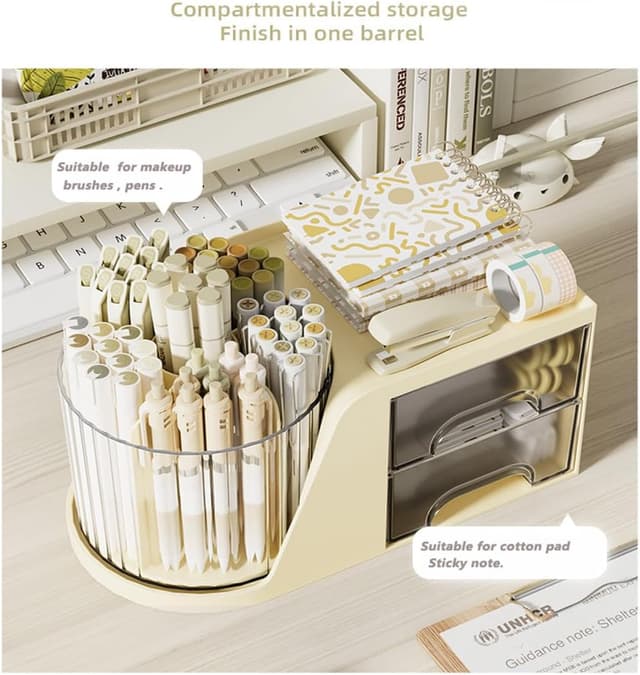 Detalle 1 de WITERY 360° Rotating Makeup Organiser 2-drawer 💄