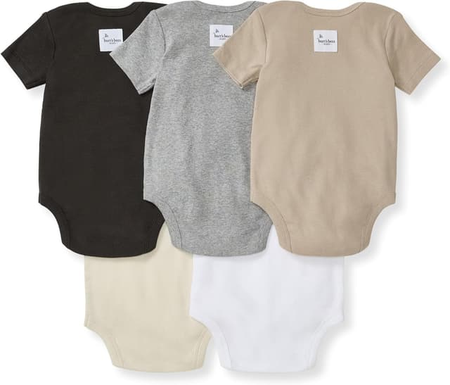 Detalle 2 de Burt's Bees Baby Bodysuits (Short Sleeve & Long Sleeve), 100% Organic Cotton, Pack of 5