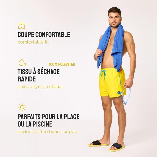 Detalle de Short de bain homme Ladeheid LA40-199 à séchage rapide et doublure filet