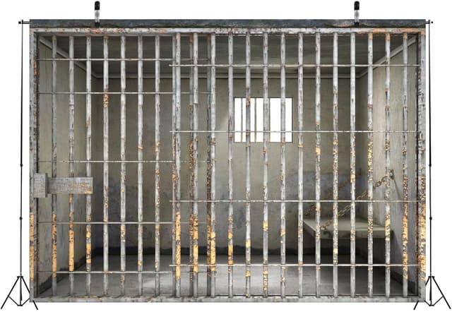 Detalle de BELECO 1.5 x 1m Fabric Prison Bars Backdrop (Jail/Mugshot crime theme photo background)