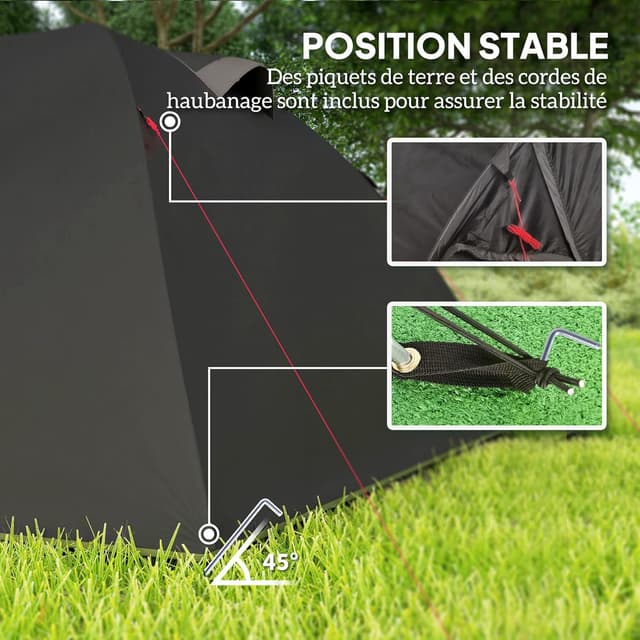 Thumbnail 4 de Outsunny Tente de Camping familiale 2-4 Personnes