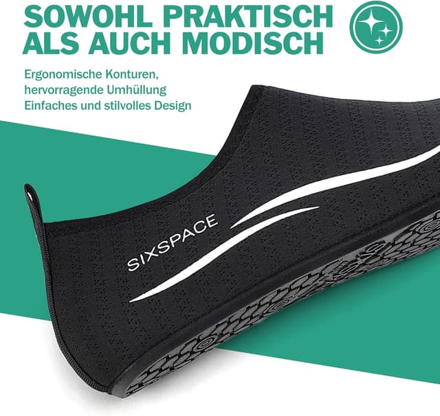 Detalle 2 de Sixspace Badeschuhe für Herren & Damen: Schnell trocknende Wasserschuhe zum Surfen, Strand & Pool