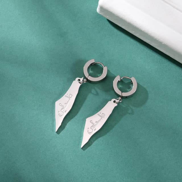 Detalle de EUEAVAN Palästina Dangle-Ohrringe für Frauen – Palästina-Karte & Flaggenmotiv aus Edelstahl