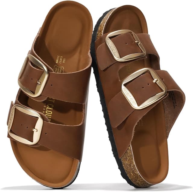 Detalle de Project Cloud Santorini 100% Genuine Leather Flat Sandals for Women