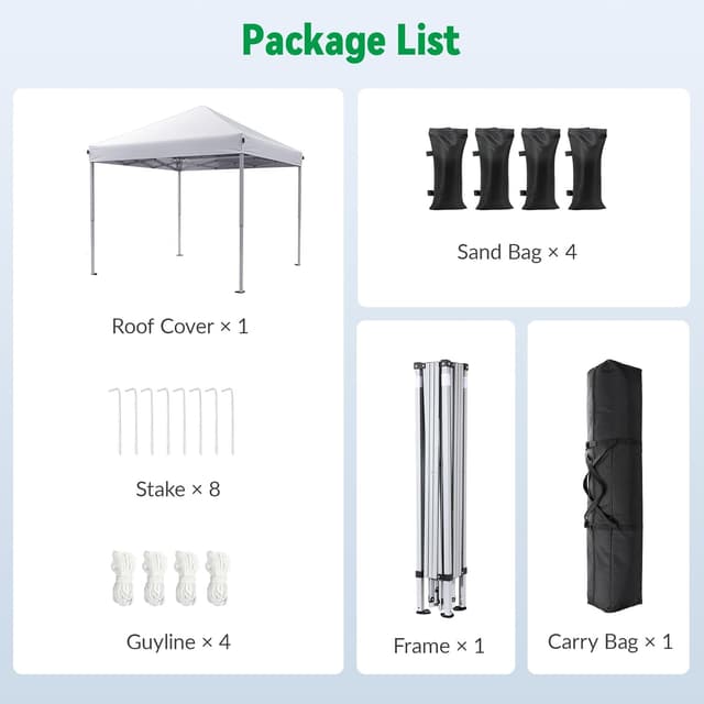 Detalle de Driftalia Pop Up Gazebo 3m x 3m (Instant setup) with carry bag, sandbags & stakes – White